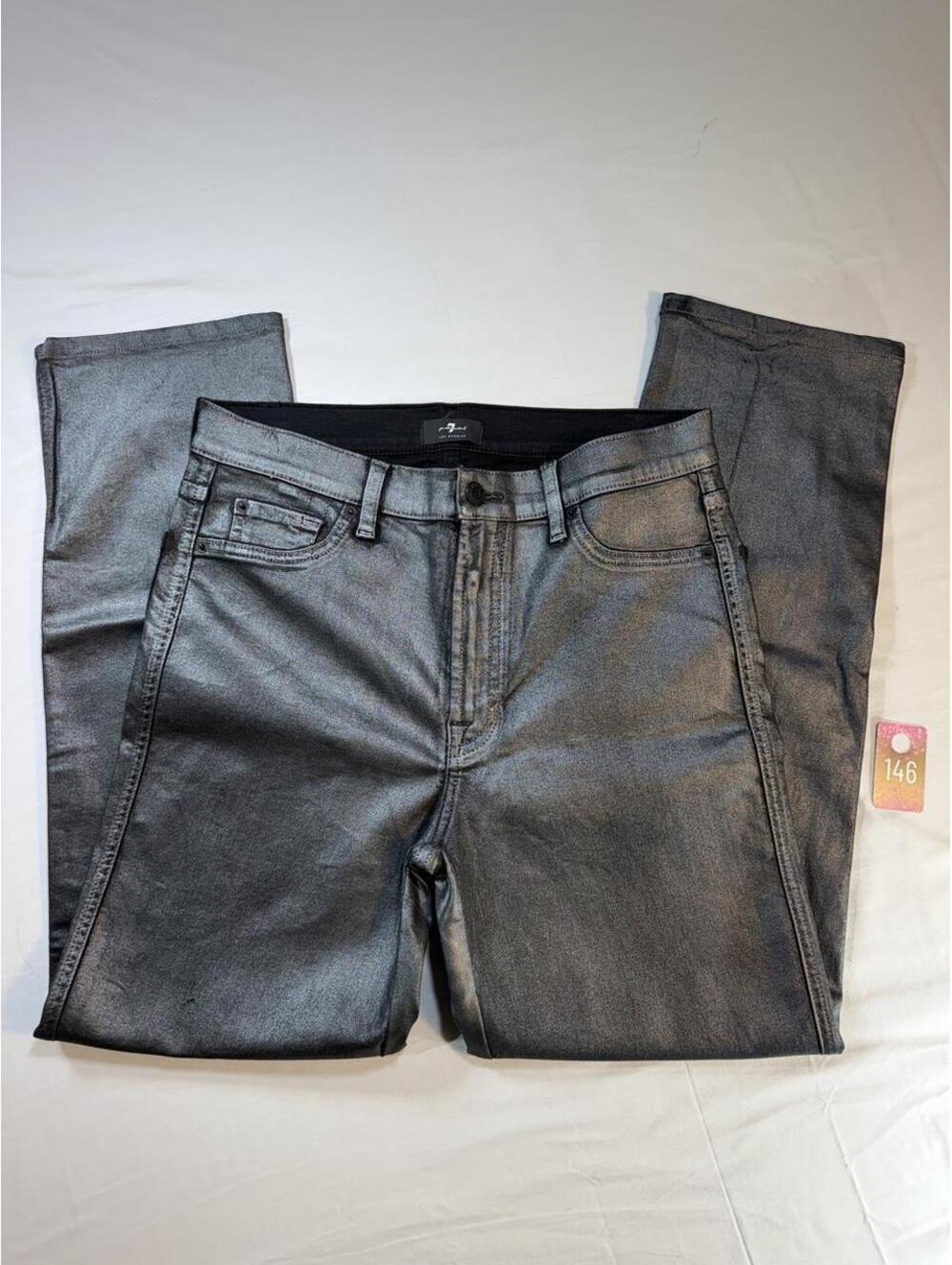 7 For All Mankind Black Jeans with silver shimmer.